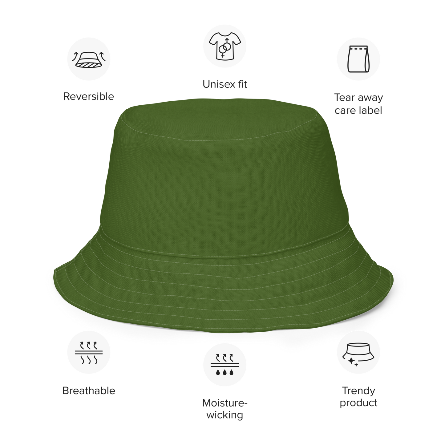 The FLOWER LOVE Collection - "Butterfly Beauty" Design Premium Reversible Bucket Hat - Dark Green Inside - Beach Hat, Gifts for Her