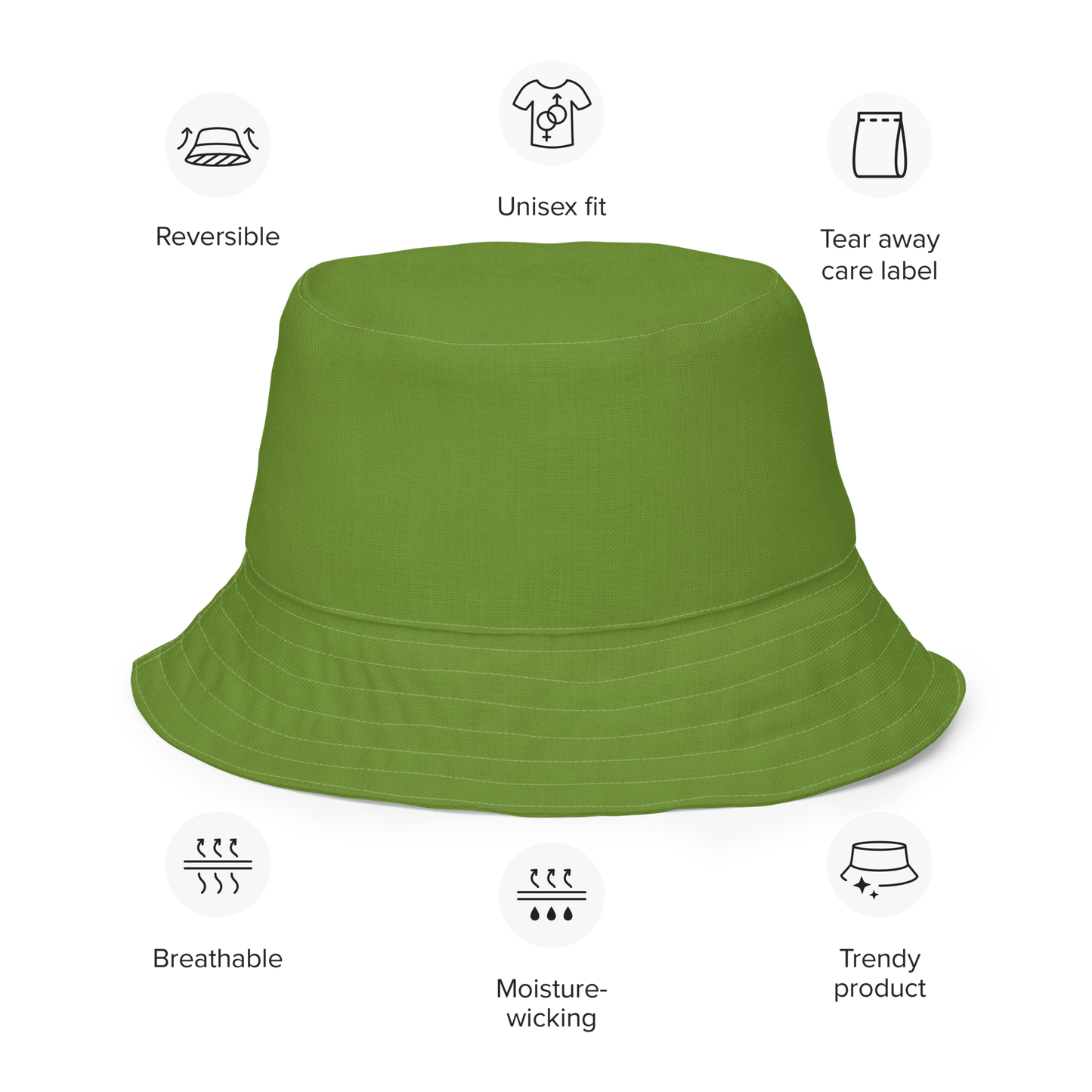 The FLOWER LOVE Collection - "Butterfly on a Bloom" Design Premium Reversible Bucket Hat - Green Inside - Beach Hat, Gifts for Her