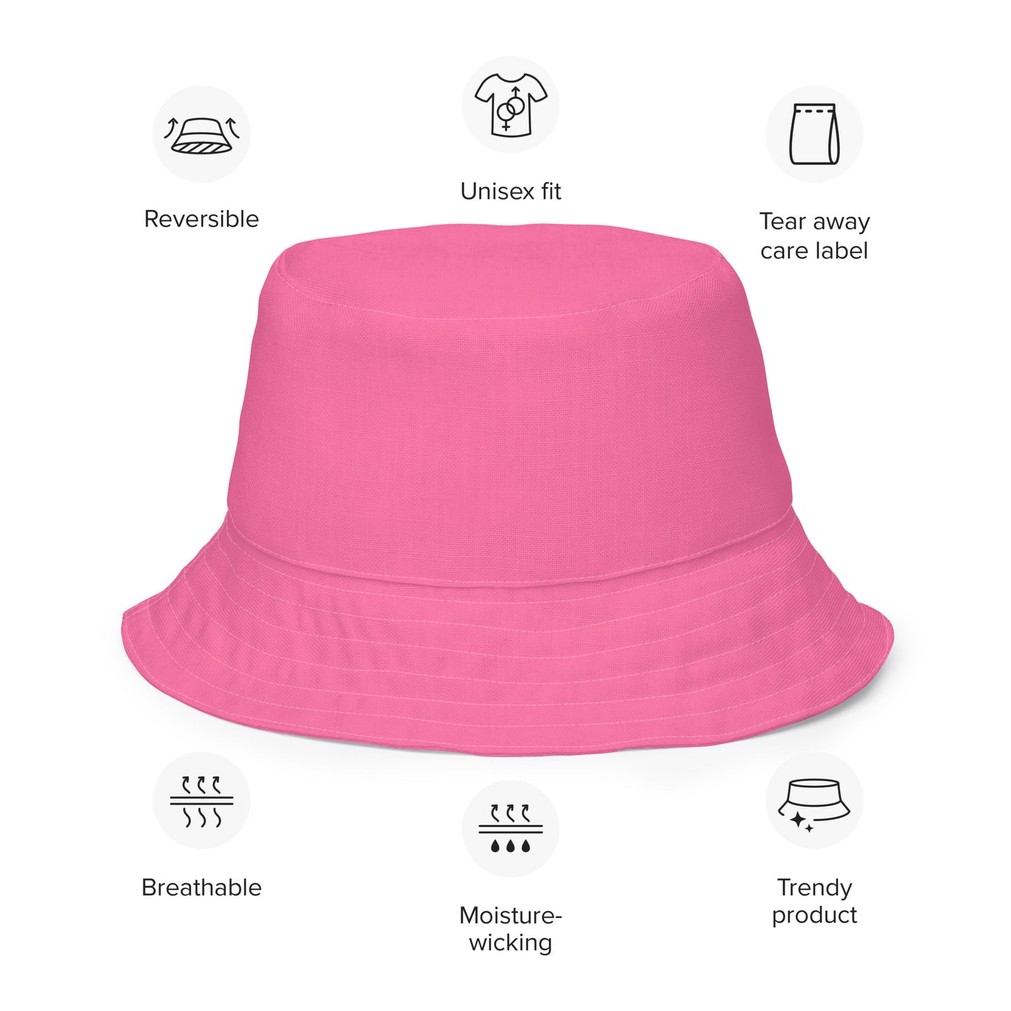 The FLOWER LOVE Collection - "Wildflower Wonder" Design Premium Reversible Bucket Hat - Pink Inside - Wildflower Hat, Gifts for Her