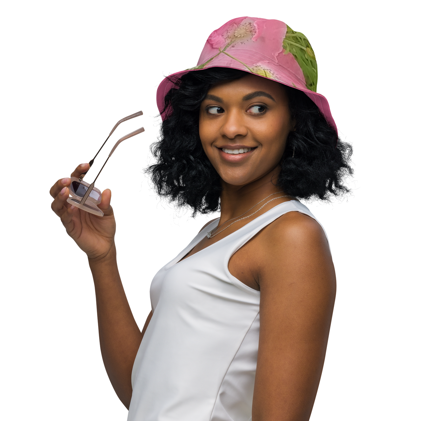 The FLOWER LOVE Collection - "Pretty Pink Poppies" Design Premium Reversible Bucket Hat - Pink Inside - Beach Hat, Gifts for Her