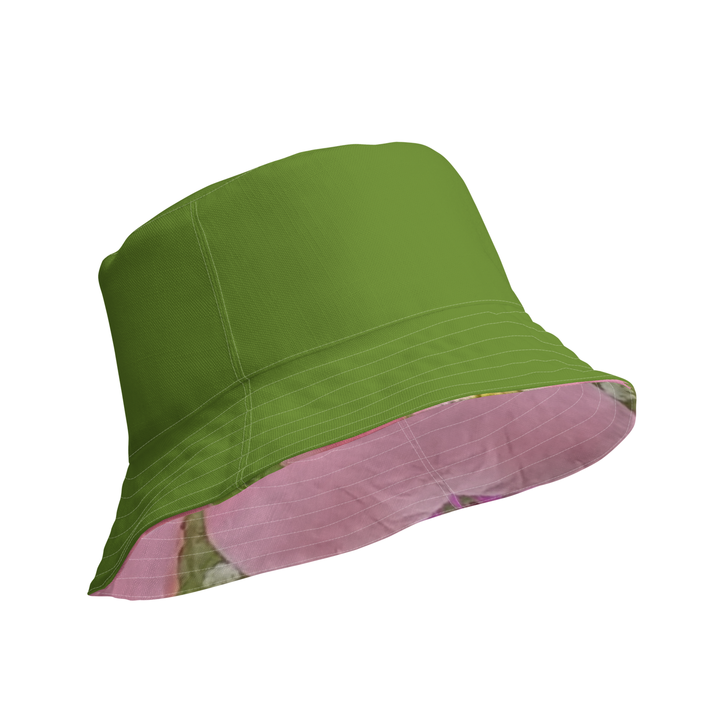 The FLOWER LOVE Collection - "Pretty Pink Poppies" Design Premium Reversible Bucket Hat - Green Inside - Beach Hat, Gifts for Her