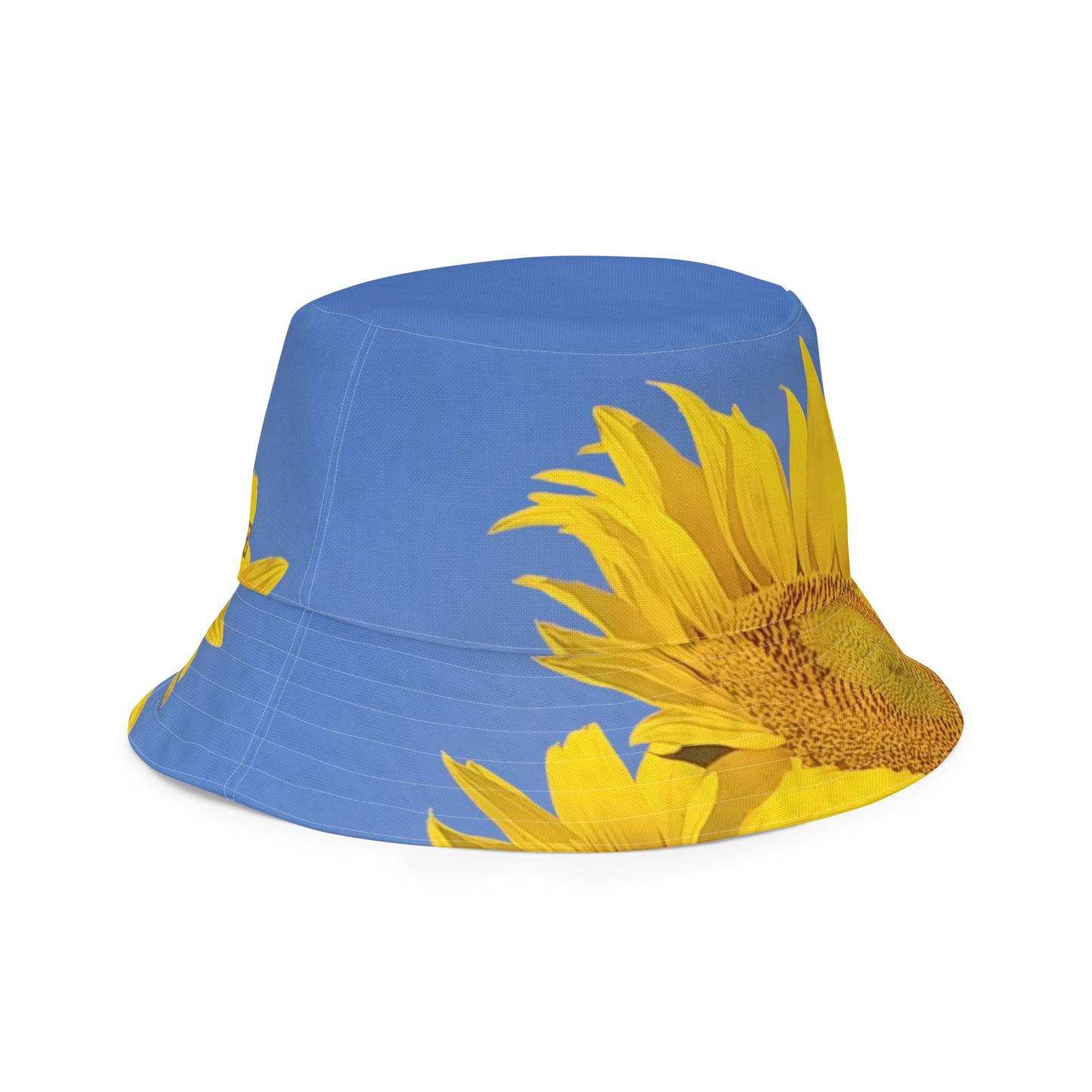The FLOWER LOVE Collection - "Sunflower Sisters" Design Premium Reversible Bucket Hat - Yellow Inside - Sunflower Hat, Gifts for Her