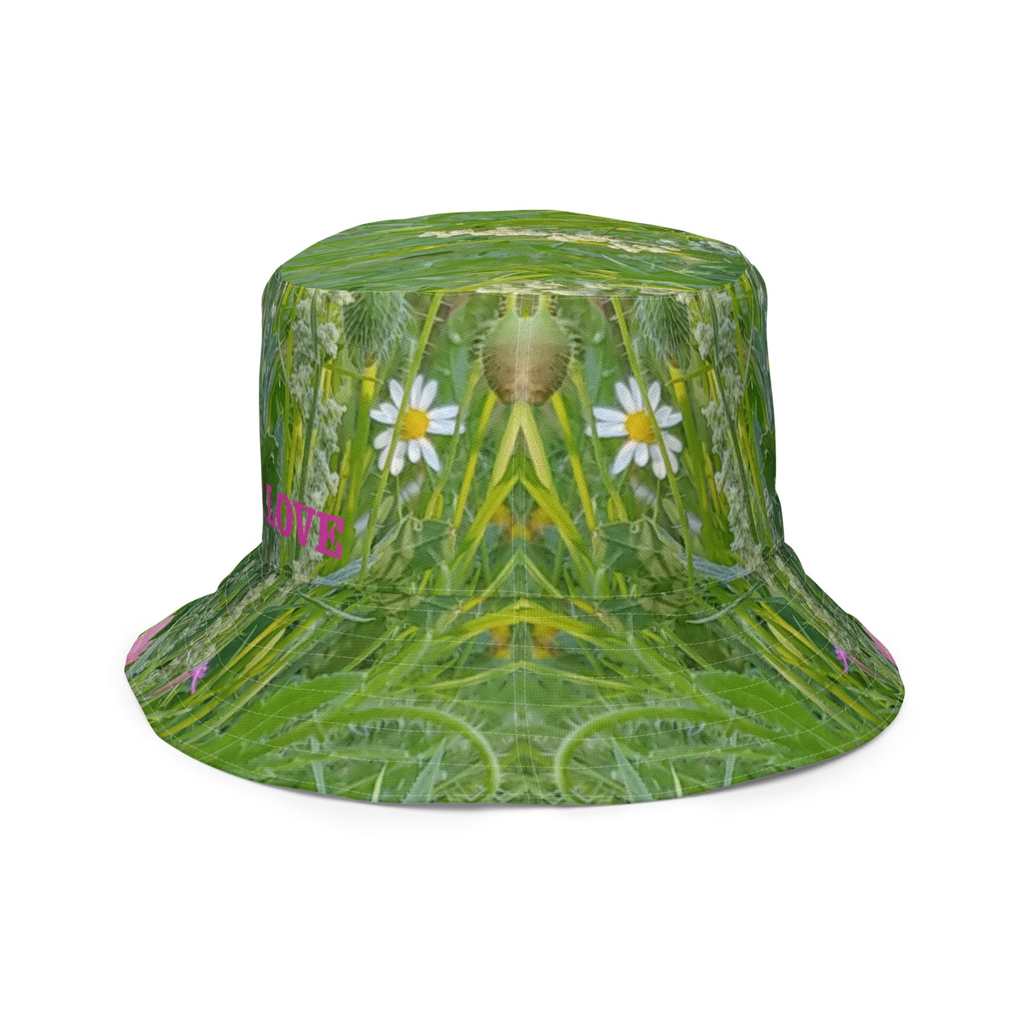 The FLOWER LOVE Collection - "Wildflower Wonder" Design Premium Reversible Bucket Hat - Green Inside - Wildflower Hat, Gifts for Her