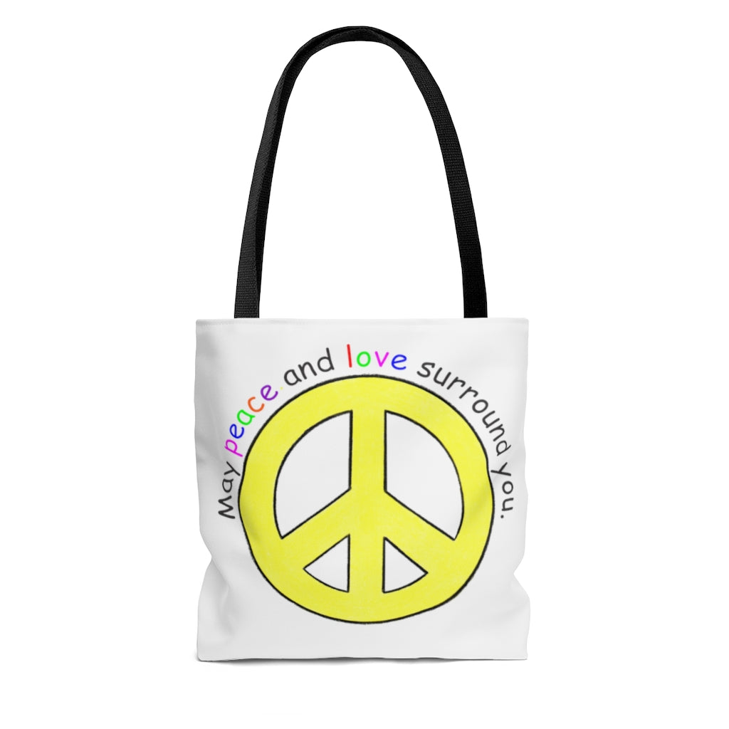 Peace Sign Tote Bag - Available in 3 Sizes, Inspirational Tote Bags, Gifts for Kids Teens Adults, Chemo Bags