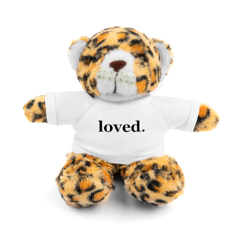 word love. - stuffed plushie animal with "loved." design tee (6 different animals to choose from)