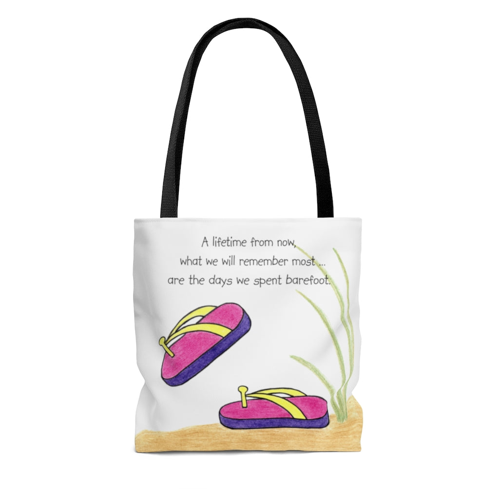 Pink Flip Flops Tote Bag - Available in 3 Sizes, Inspirational Tote Bags, Gifts for Kids Teens Adults, Chemo Bags