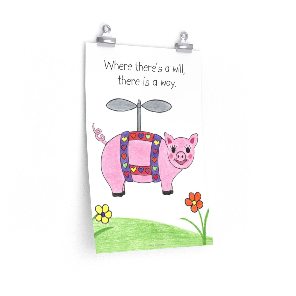 Penelope the Flying Pig Premium Matte Poster, Inspirational Posters, Posters for Kids Teens Adults