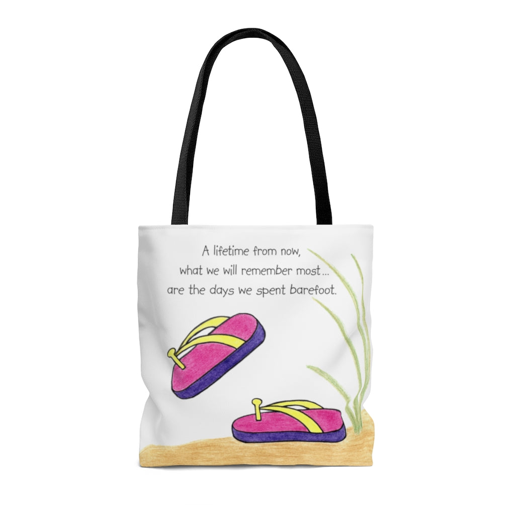 Pink Flip Flops Tote Bag - Available in 3 Sizes, Inspirational Tote Bags, Gifts for Kids Teens Adults, Chemo Bags