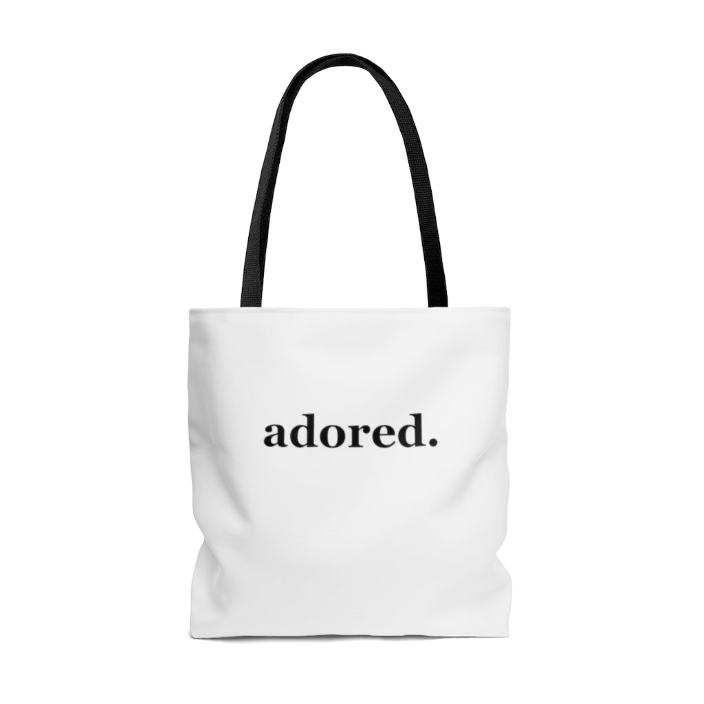 word love. - "adored." design tote bag - available in 3 sizes
