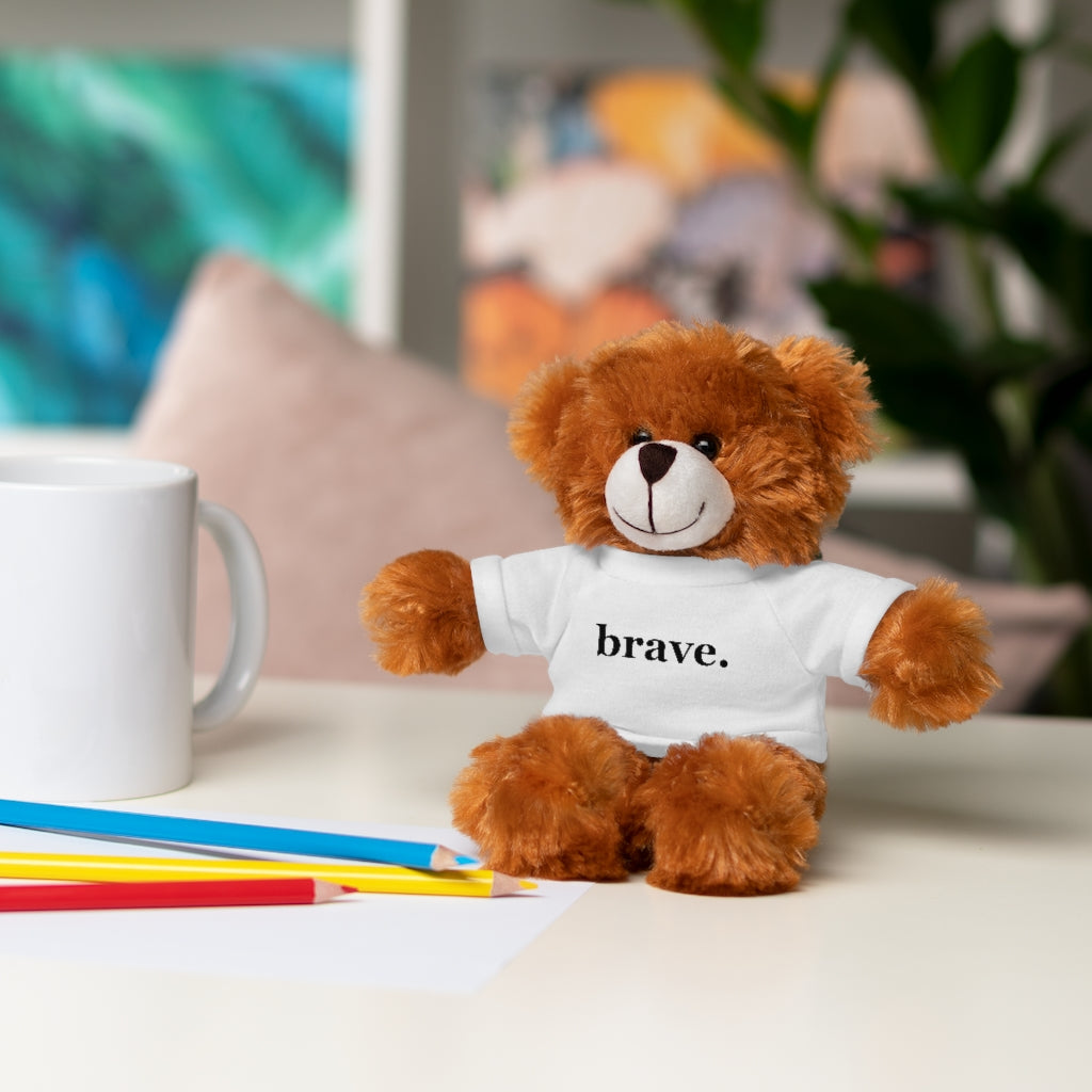 word love. - stuffed plushie animal with "brave." design tee (6 different animals to choose from)