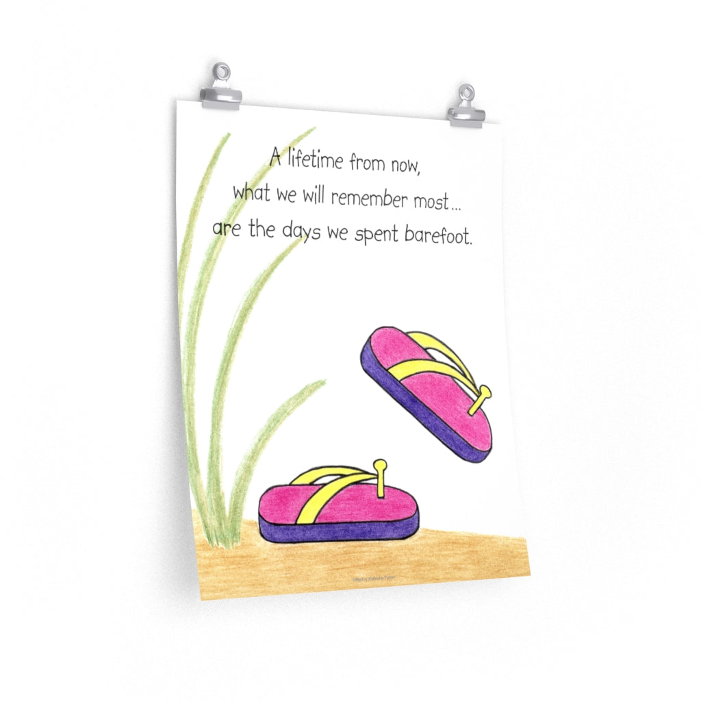 Pink Flip Flops Premium Matte Poster, Inspirational Posters, Posters for Kids Teens Adults