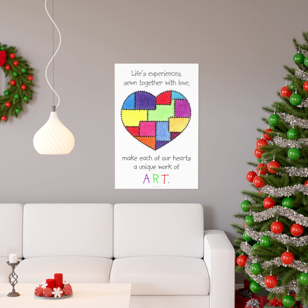 Patchwork Heart Premium Matte Poster, Inspirational Posters, Posters for Kids Teens Adults