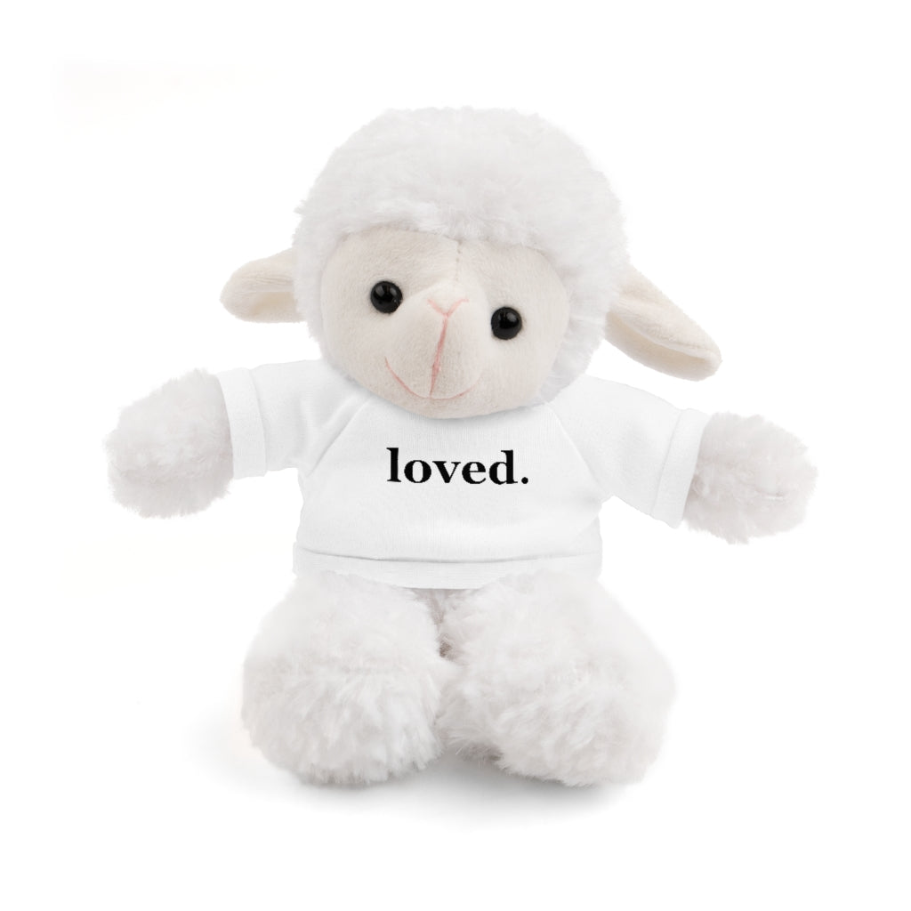word love. - stuffed plushie animal with "loved." design tee (6 different animals to choose from)