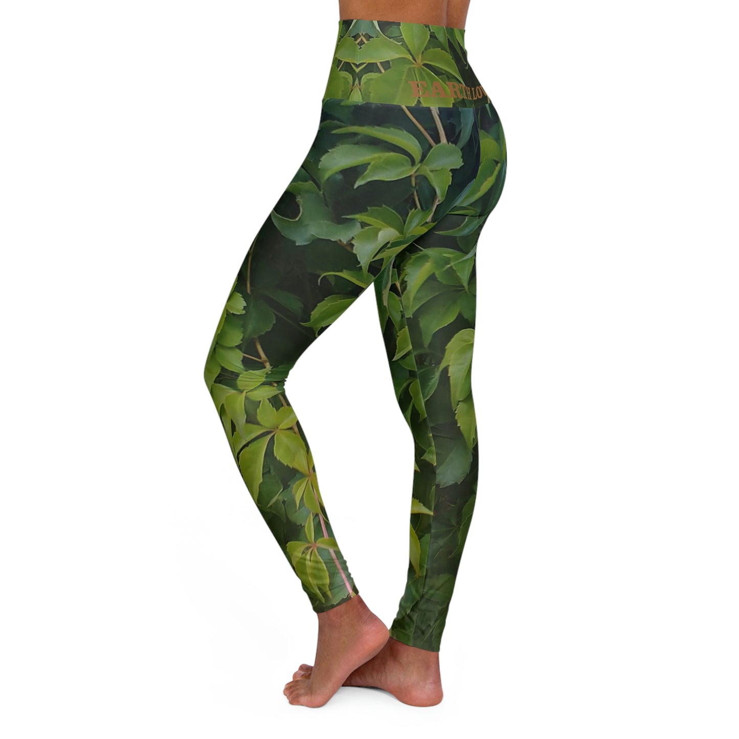 The EARTH LOVE Collection - "Valiant Virginia Creeper" Design High-Waisted Yoga Leggings, Fitness Leggings, Nature-Inspired Leggings