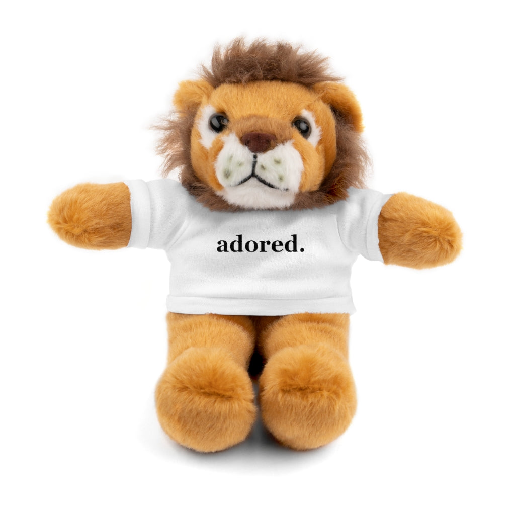 word love. - stuffed plushie animal with "adored." design tee (6 different animals to choose from)