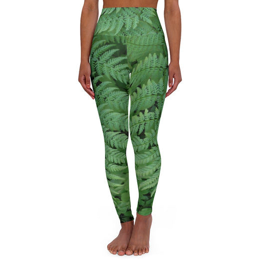 The EARTH LOVE Collection - "A Forest Fern" Design High-Waisted Yoga Leggings, Fitness Leggings, Nature-Inspired Leggings