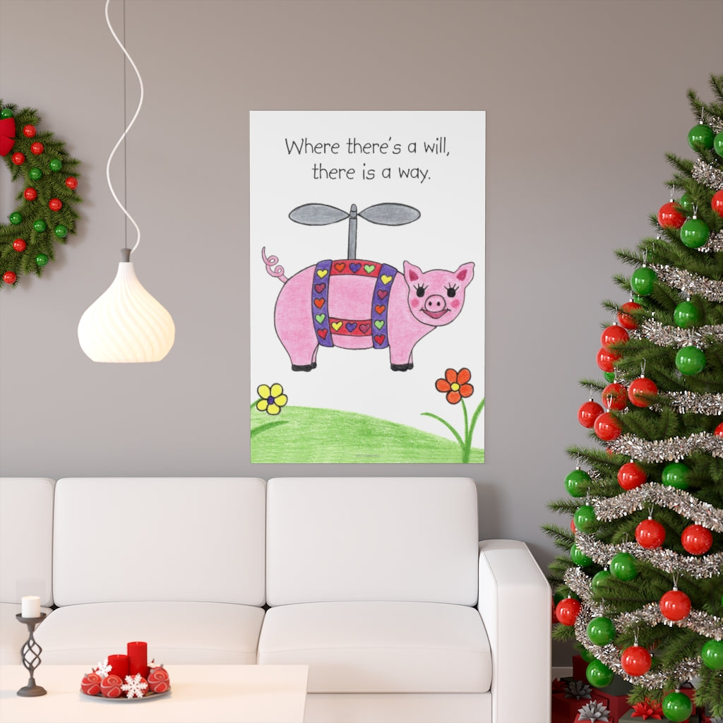 Penelope the Flying Pig Premium Matte Poster, Inspirational Posters, Posters for Kids Teens Adults