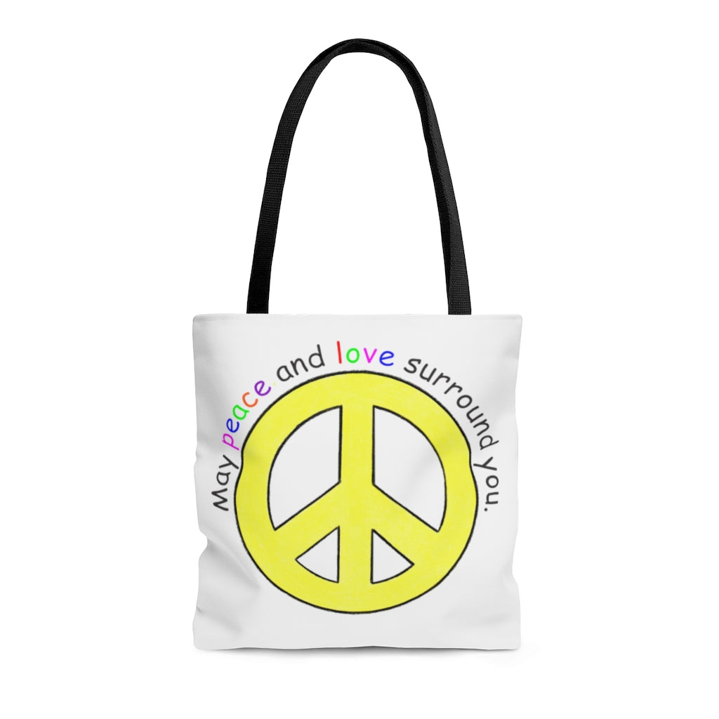 Peace Sign Tote Bag - Available in 3 Sizes, Inspirational Tote Bags, Gifts for Kids Teens Adults, Chemo Bags