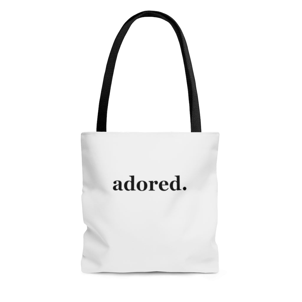 word love. - "adored." design tote bag - available in 3 sizes