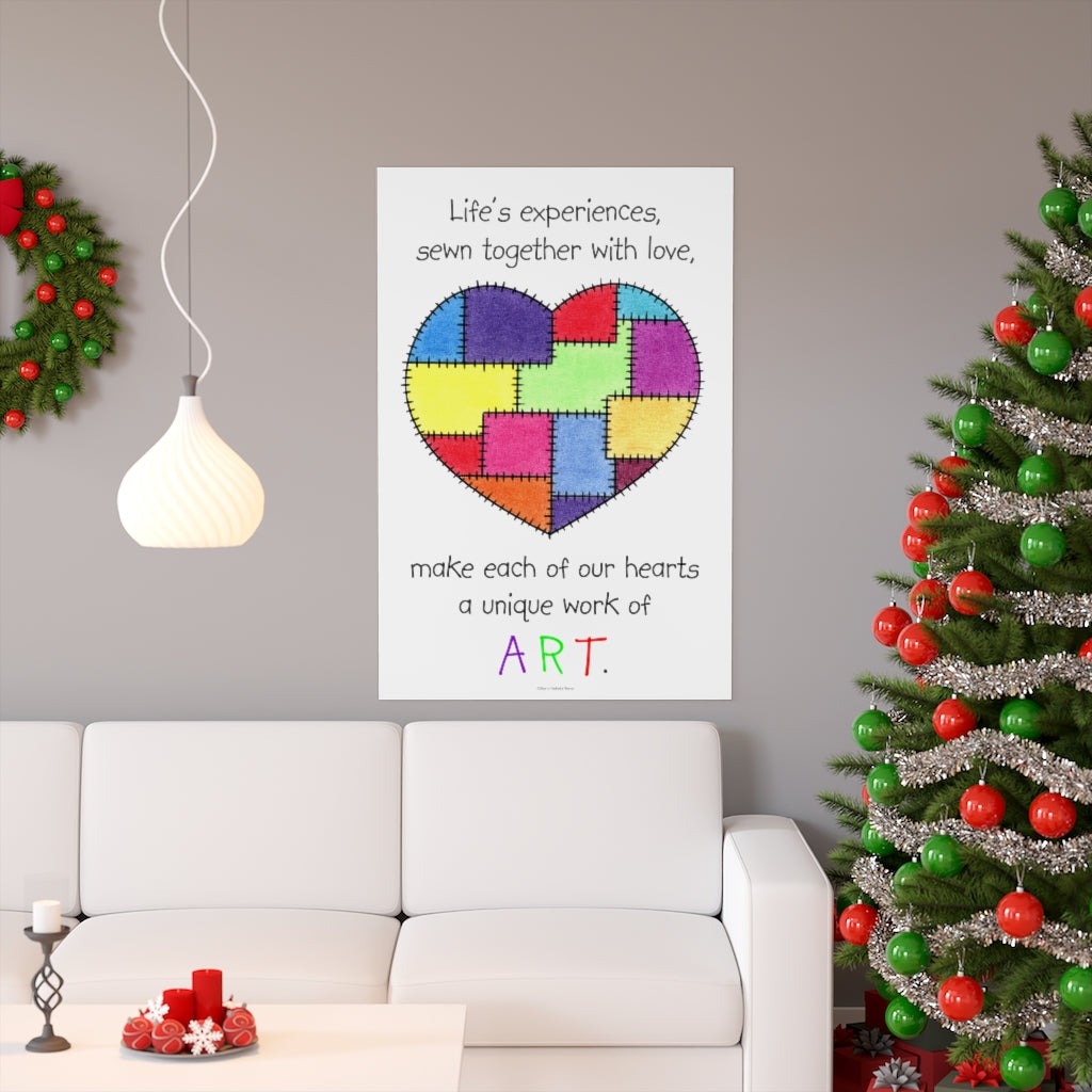 Patchwork Heart Premium Matte Poster, Inspirational Posters, Posters for Kids Teens Adults