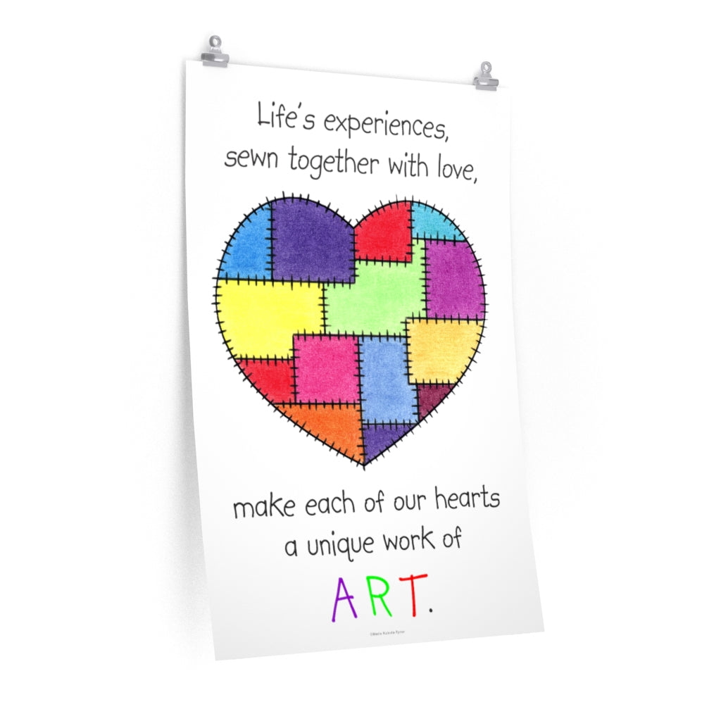 Patchwork Heart Premium Matte Poster, Inspirational Posters, Posters for Kids Teens Adults