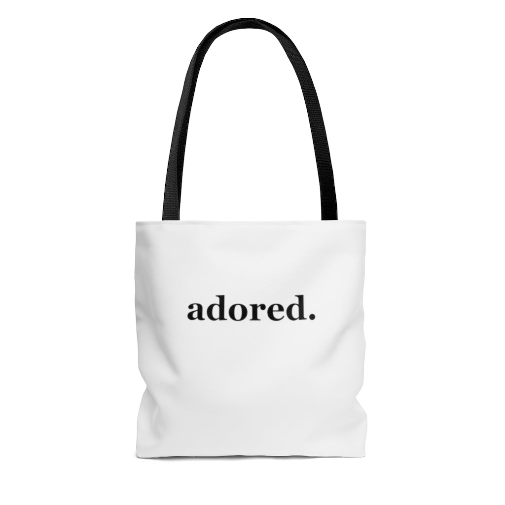 word love. - "adored." design tote bag - available in 3 sizes