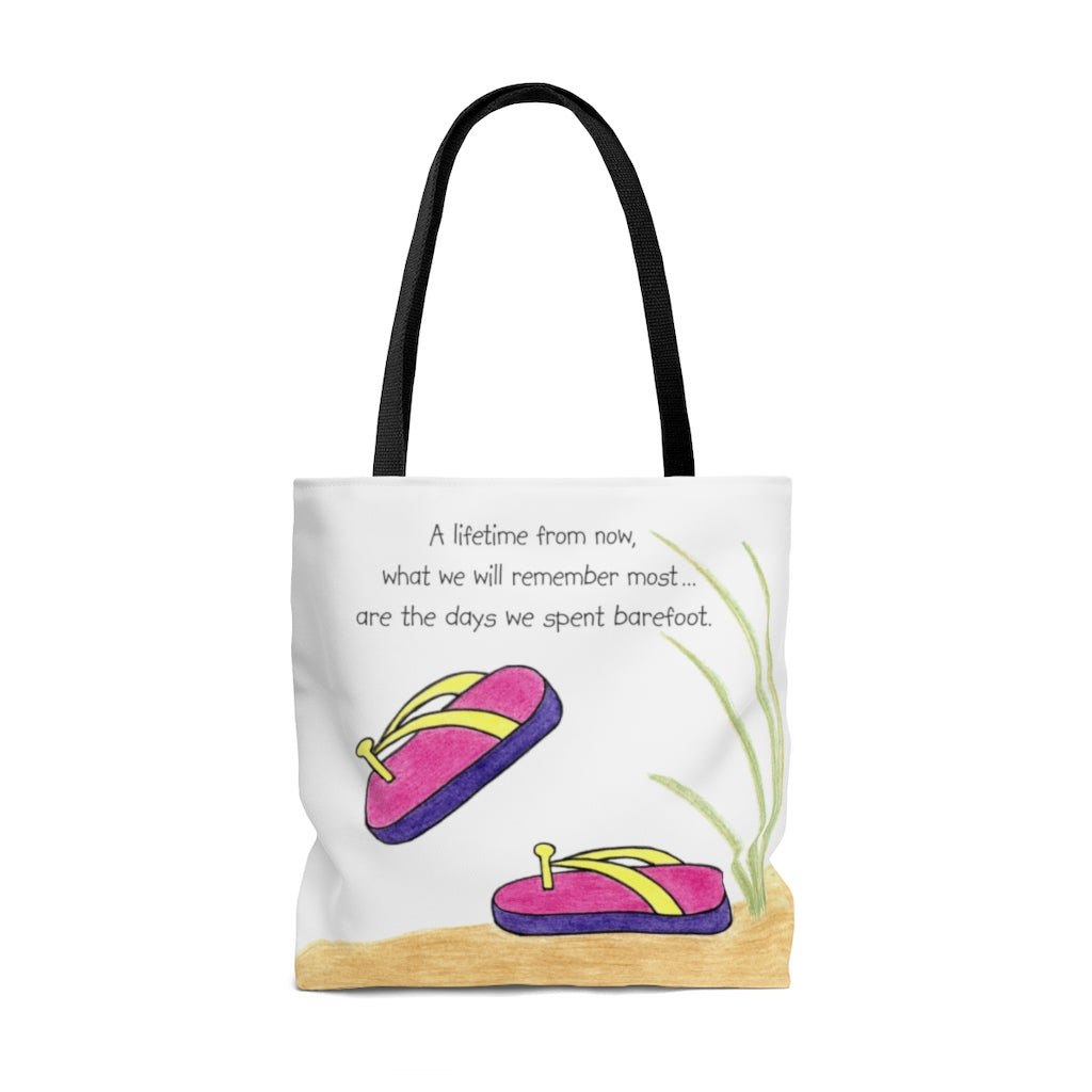 Pink Flip Flops Tote Bag - Available in 3 Sizes, Inspirational Tote Bags, Gifts for Kids Teens Adults, Chemo Bags