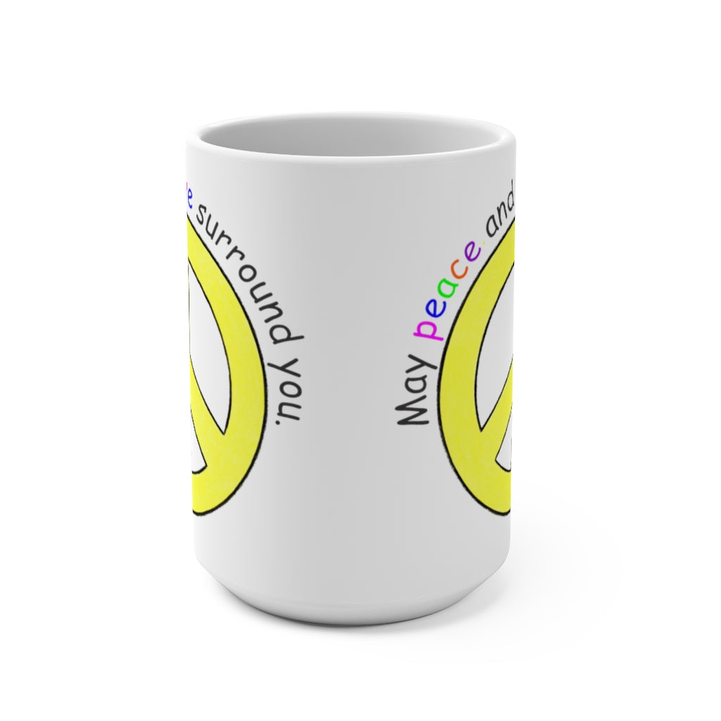 Peace Sign Large 15 oz. Ceramic Mug, Inspirational Mugs, Gifts for Kids Teens Adults
