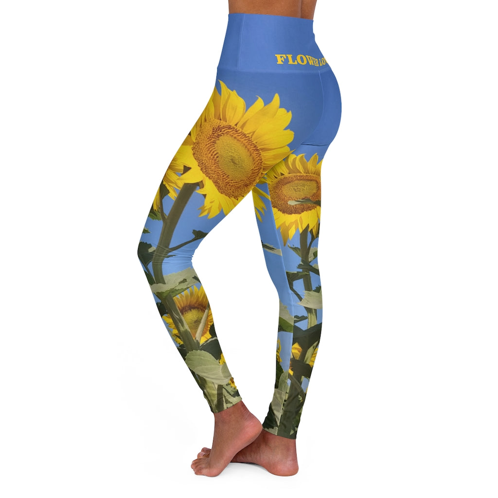 The FLOWER LOVE Collection - "Sunflower Sisters" Design High-Waisted Yoga Leggings, Fitness Leggings, Nature-Inspired Leggings