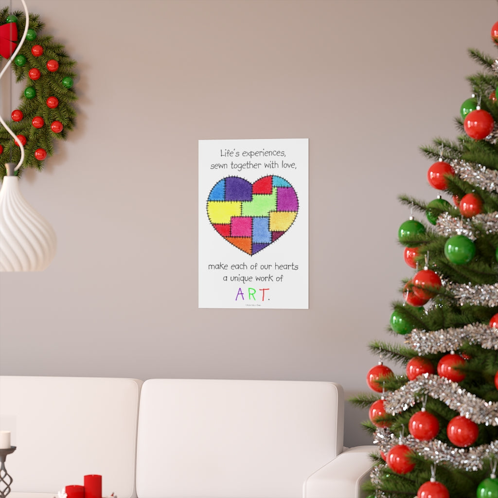 Patchwork Heart Premium Matte Poster, Inspirational Posters, Posters for Kids Teens Adults