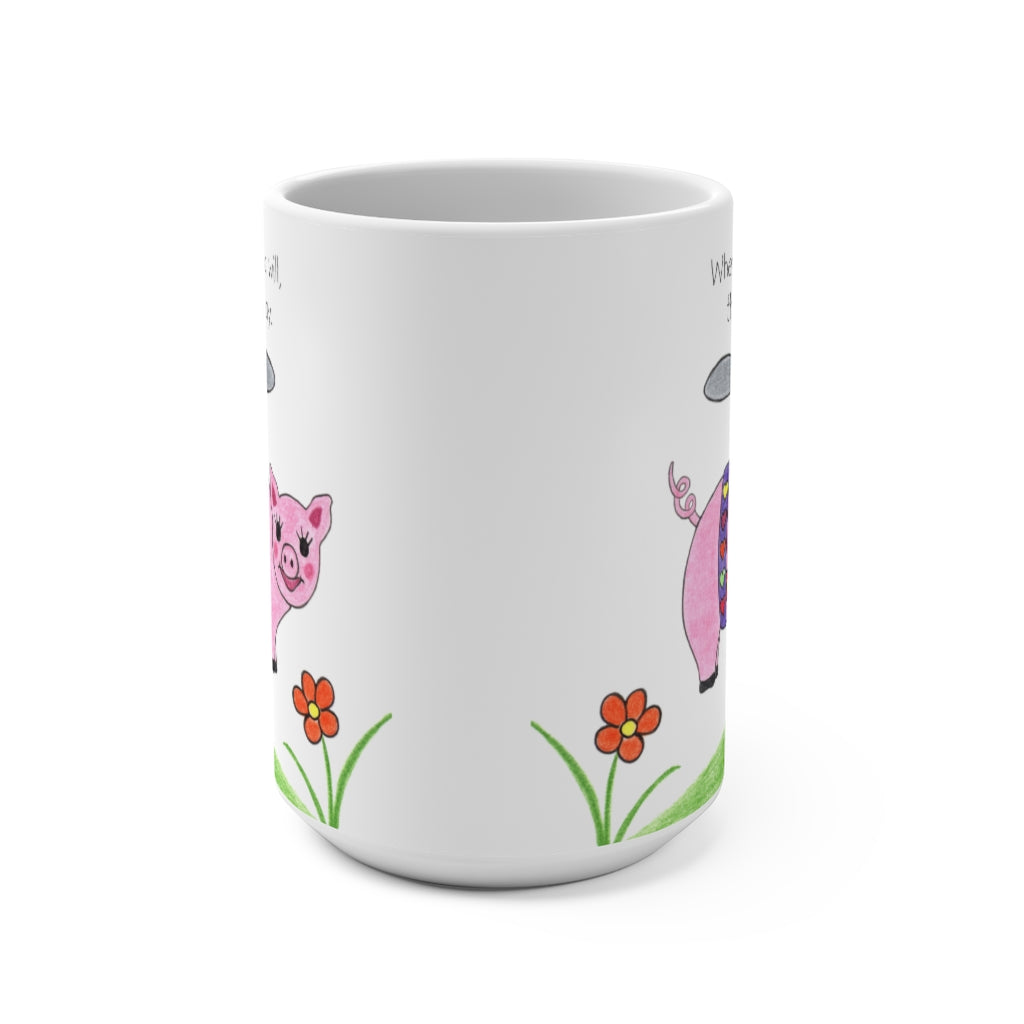 Penelope the Flying Pig Large 15 oz. Ceramic Mug, Inspirational Mugs, Gifts for Kids Teens Adults