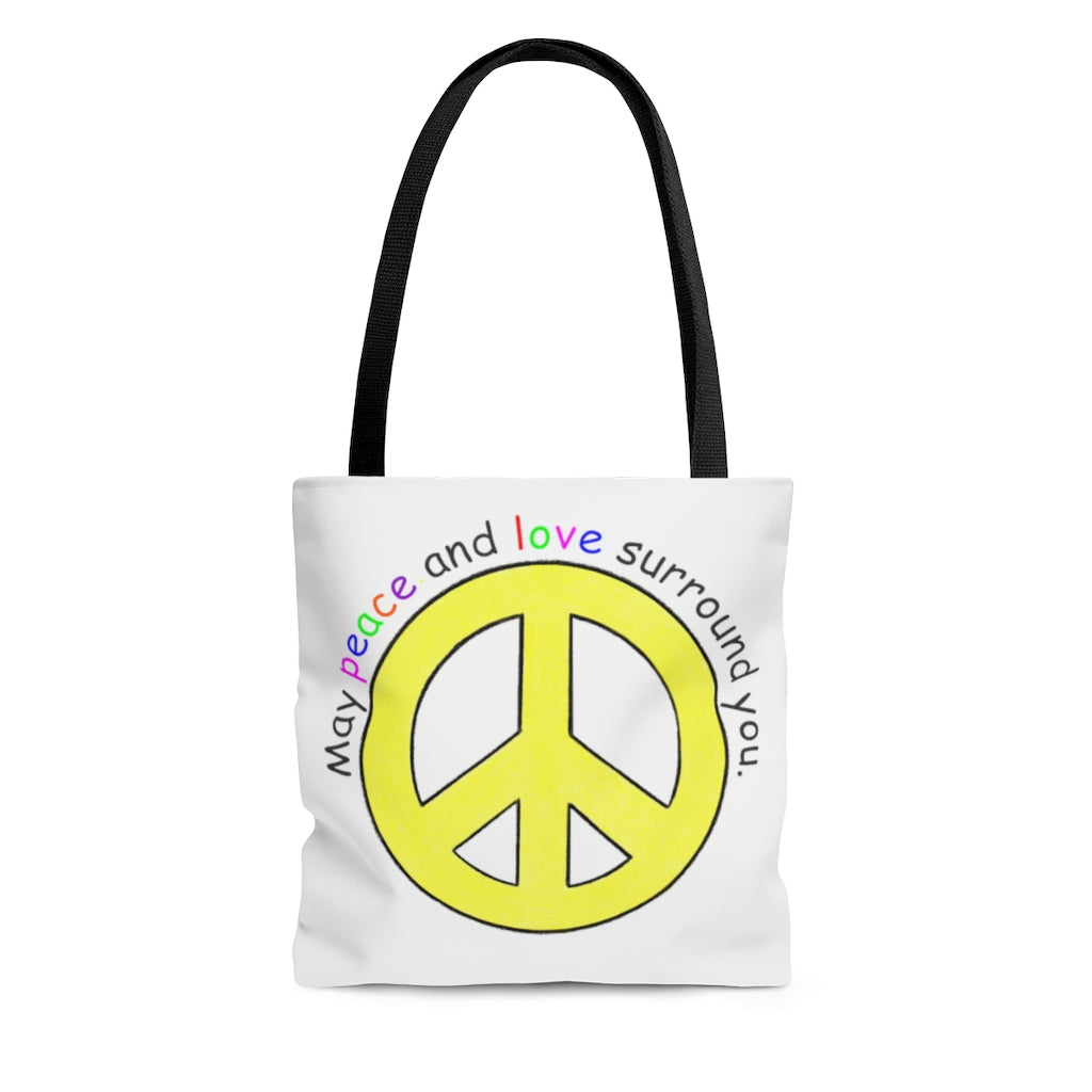 Peace Sign Tote Bag - Available in 3 Sizes, Inspirational Tote Bags, Gifts for Kids Teens Adults, Chemo Bags