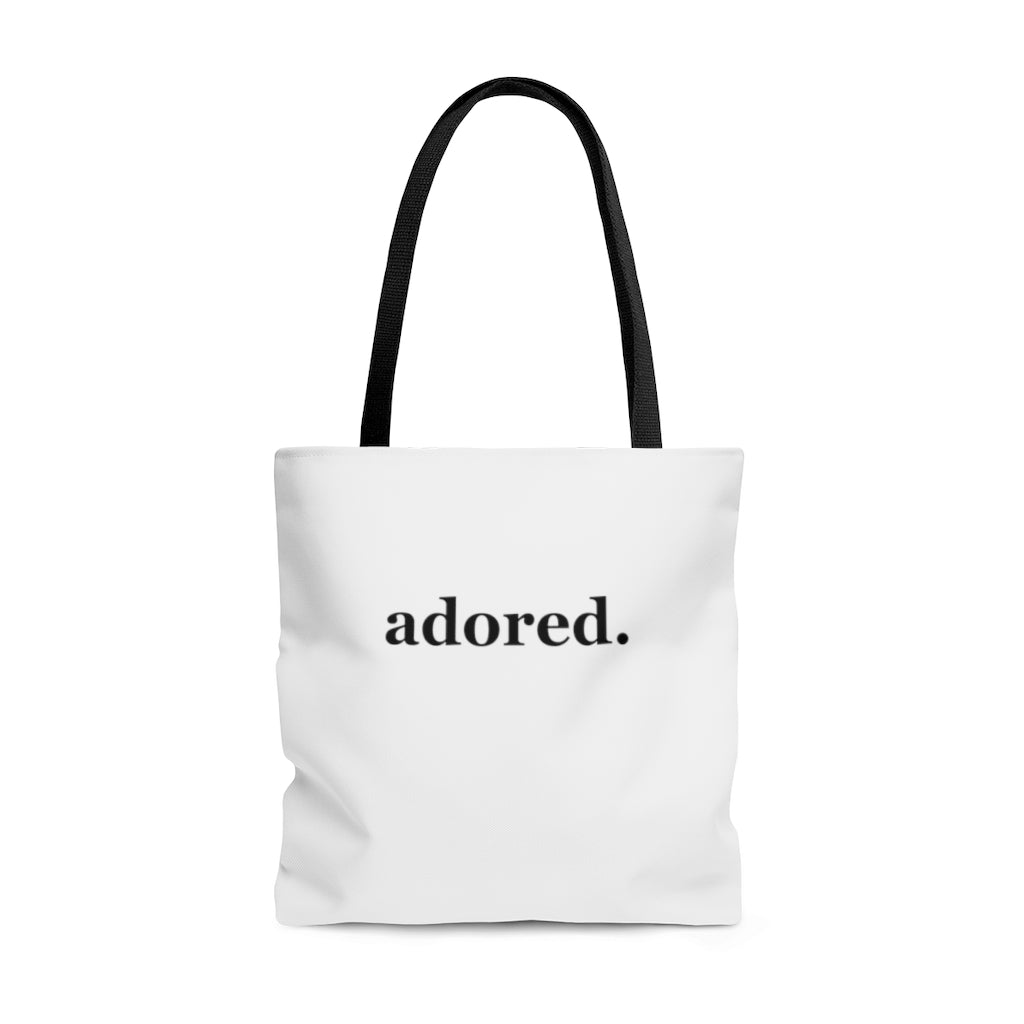 word love. - "adored." design tote bag - available in 3 sizes