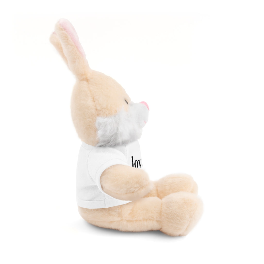 word love. - stuffed plushie animal with "loved." design tee (6 different animals to choose from)