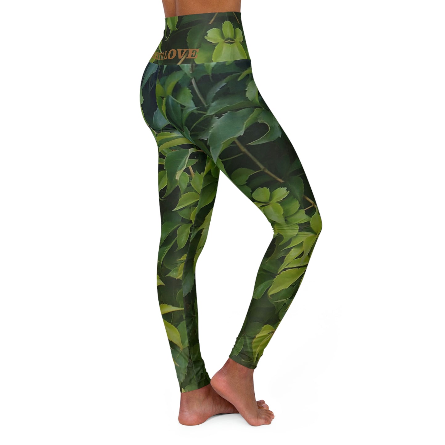 The EARTH LOVE Collection - "Valiant Virginia Creeper" Design High-Waisted Yoga Leggings, Fitness Leggings, Nature-Inspired Leggings