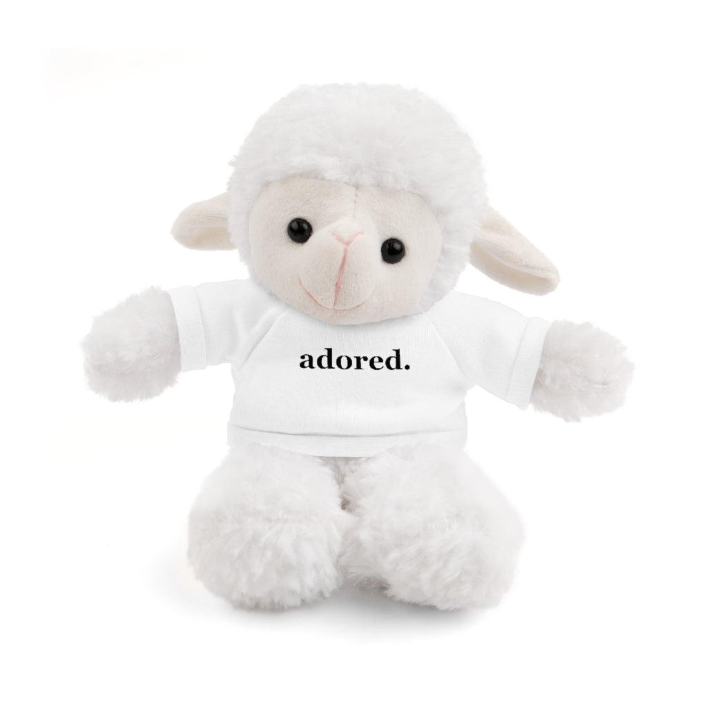 word love. - stuffed plushie animal with "adored." design tee (6 different animals to choose from)