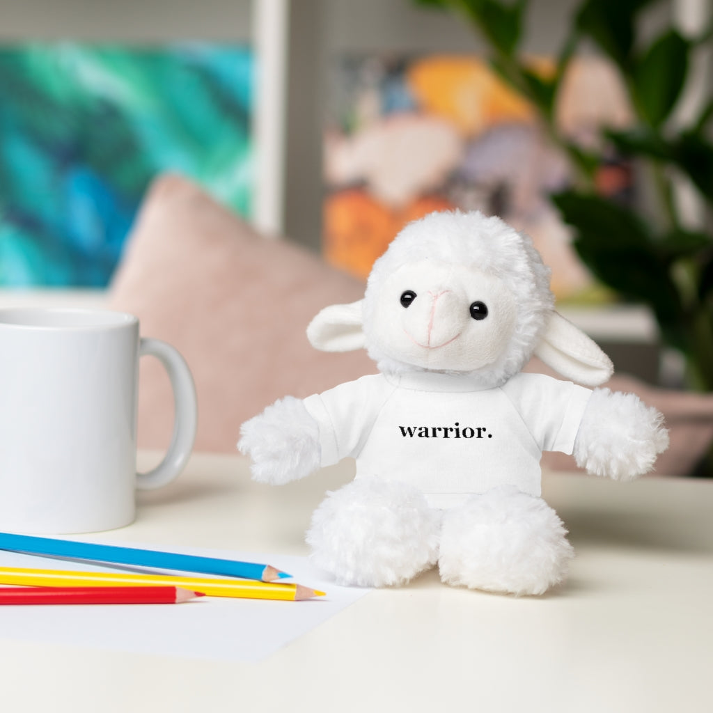 word love. - stuffed plushie animal with "warrior" design tee (6 different animals to choose from)