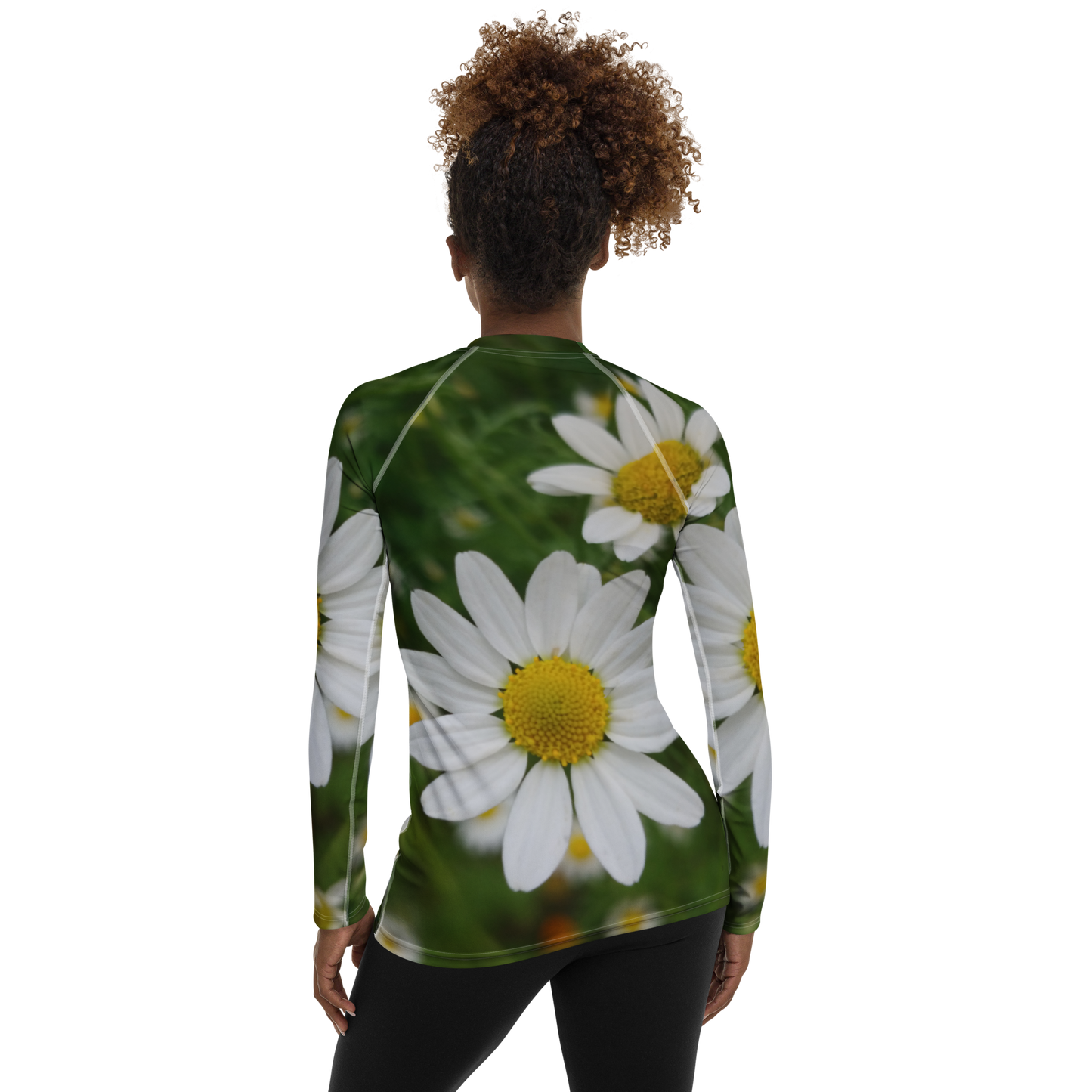 The FLOWER LOVE Collection - "Daisy Daydreams" Design Luxurious Women's Rash Guard, Sun Protective Clothing, Sports & Fitness Clothing