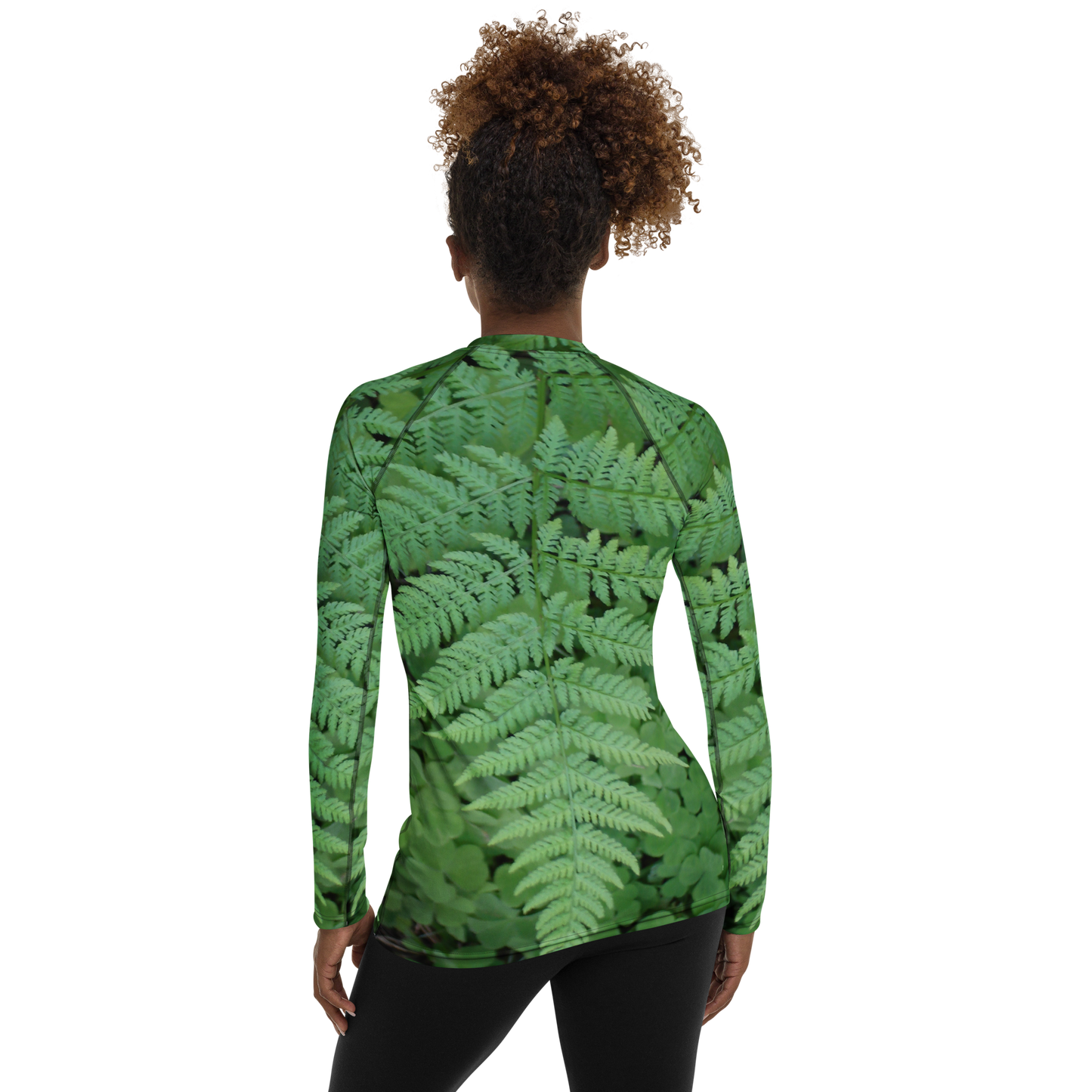 The EARTH LOVE Collection - "A Forest Fern" Design Luxurious Women's Rash Guard, Sun Protective Clothing, Sports & Fitness Clothing
