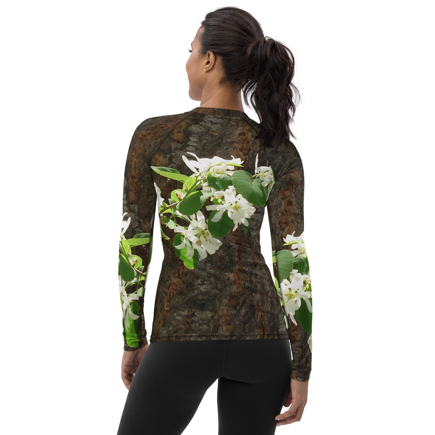 The EARTH LOVE Collection - "Bark & Blossom Bliss" Design Luxurious Women's Rash Guard