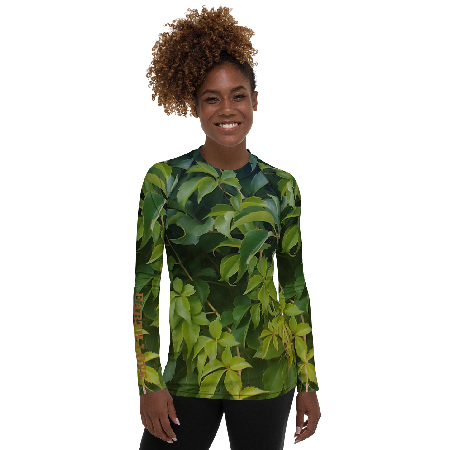 The EARTH LOVE Collection - "Valiant Virginia Creeper" Design Luxurious Women's Rash Guard, Sun Protective Clothing, Sports & Fitness Clothing