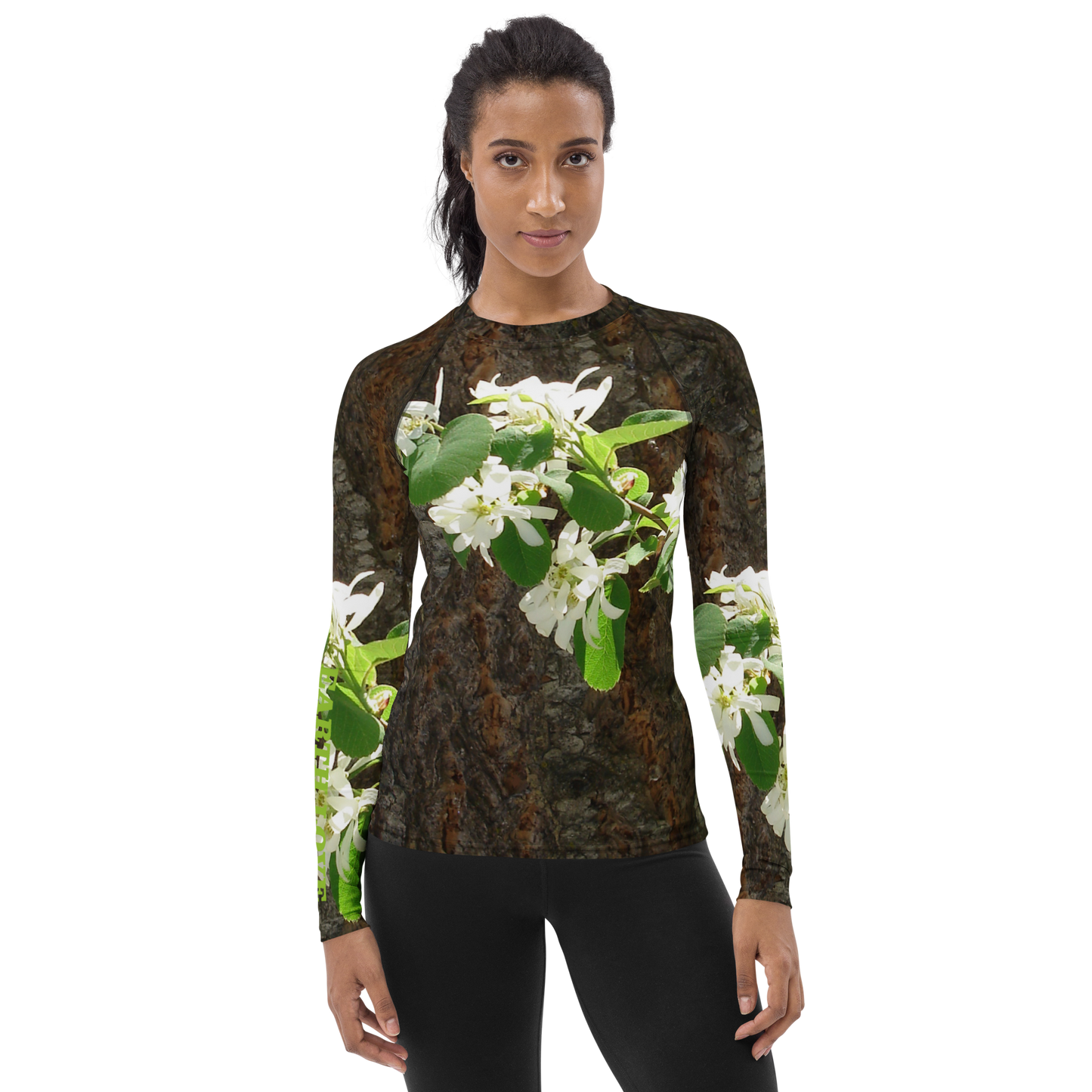 The EARTH LOVE Collection - "Bark & Blossom Bliss" Design Luxurious Women's Rash Guard