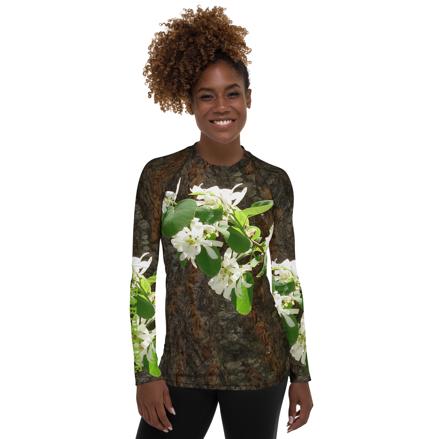 The EARTH LOVE Collection - "Bark & Blossom Bliss" Design Luxurious Women's Rash Guard