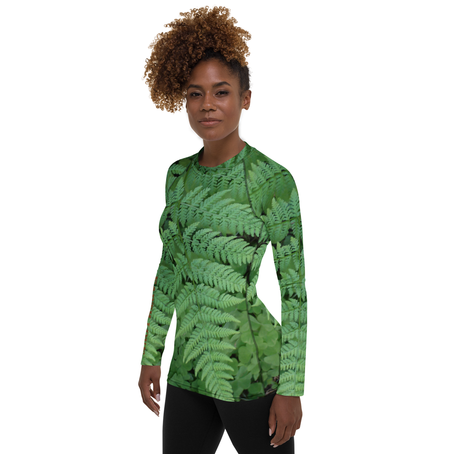 The EARTH LOVE Collection - "A Forest Fern" Design Luxurious Women's Rash Guard, Sun Protective Clothing, Sports & Fitness Clothing