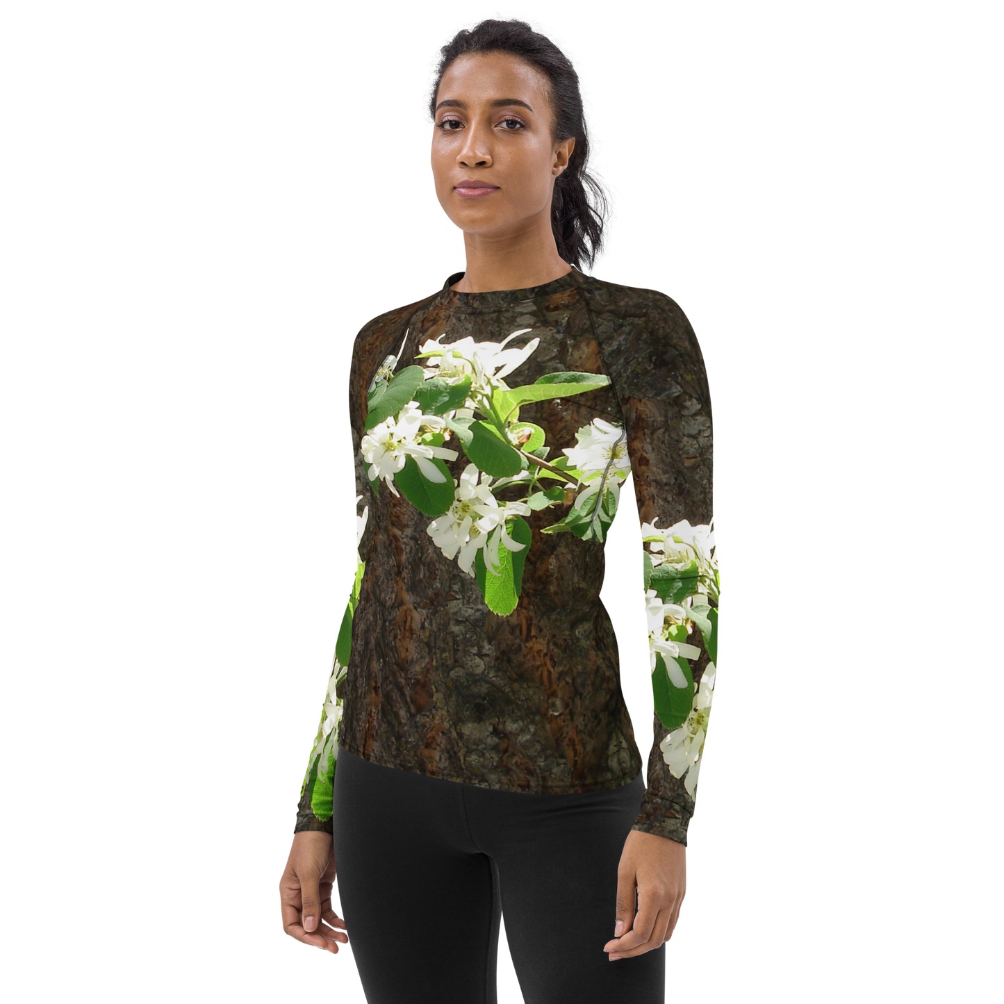 The EARTH LOVE Collection - "Bark & Blossom Bliss" Design Luxurious Women's Rash Guard