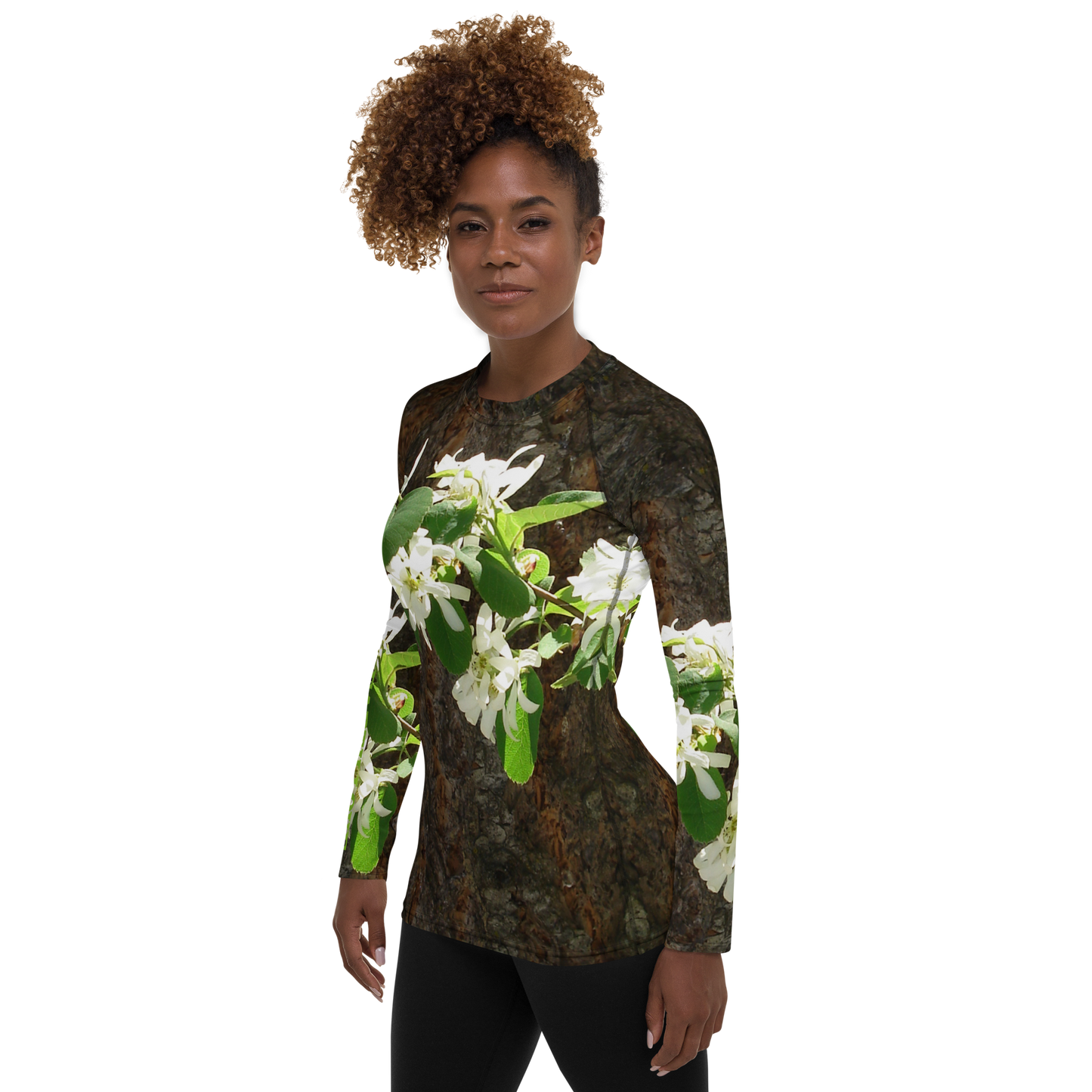 The EARTH LOVE Collection - "Bark & Blossom Bliss" Design Luxurious Women's Rash Guard