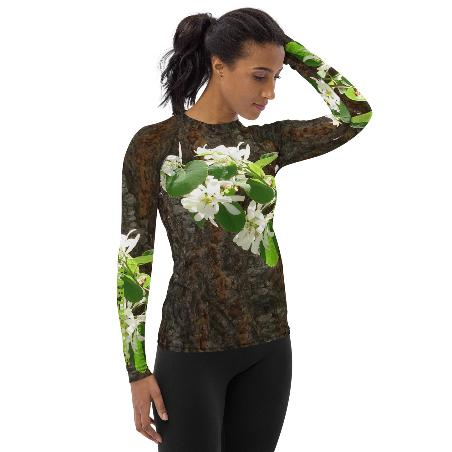 The EARTH LOVE Collection - "Bark & Blossom Bliss" Design Luxurious Women's Rash Guard