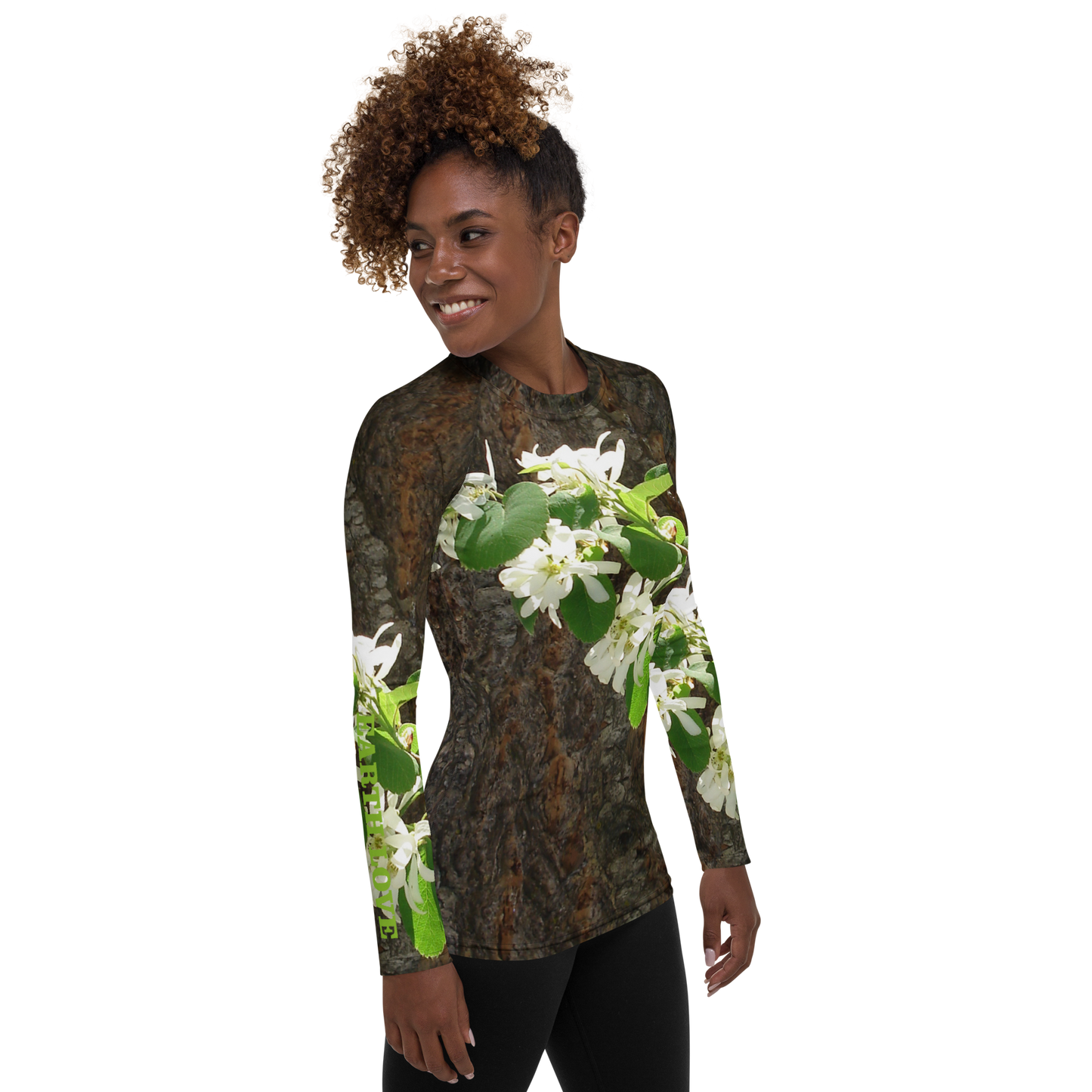 The EARTH LOVE Collection - "Bark & Blossom Bliss" Design Luxurious Women's Rash Guard