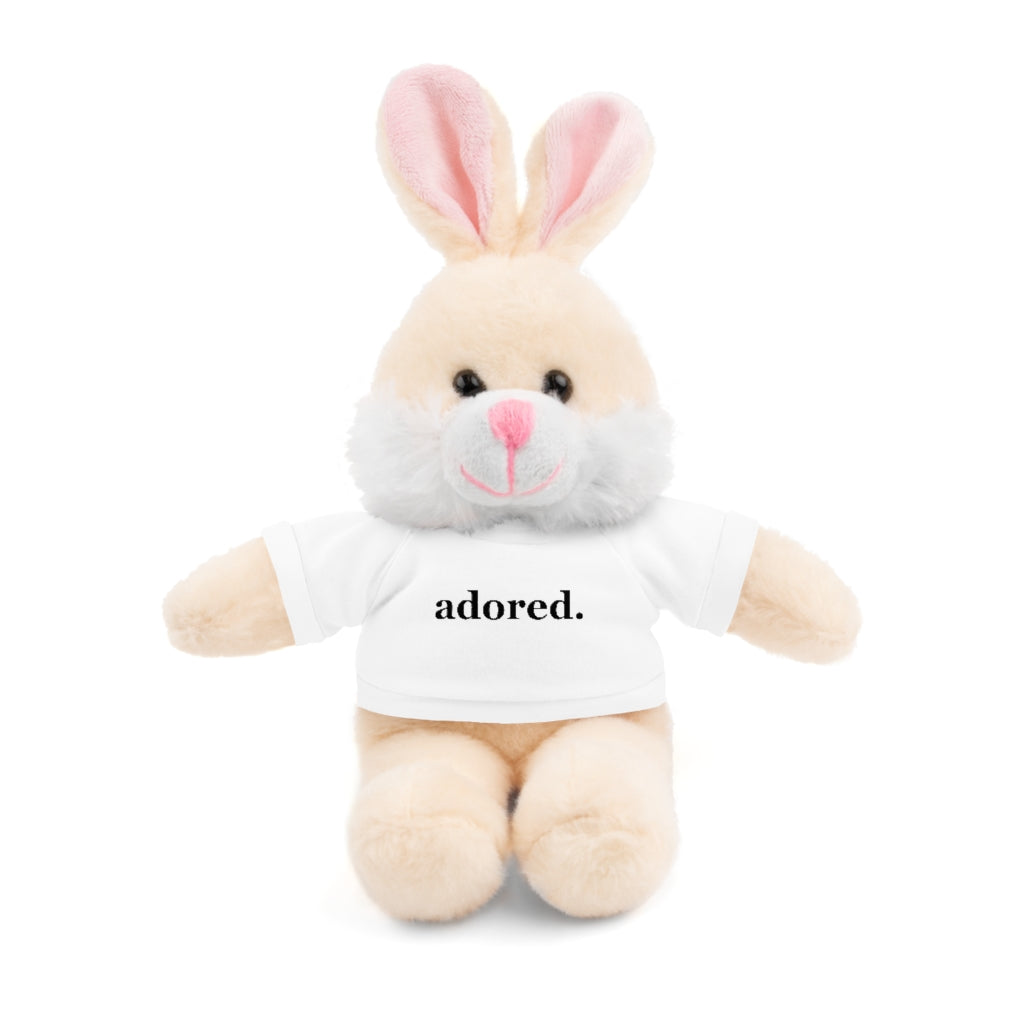 word love. - stuffed plushie animal with "adored." design tee (6 different animals to choose from)