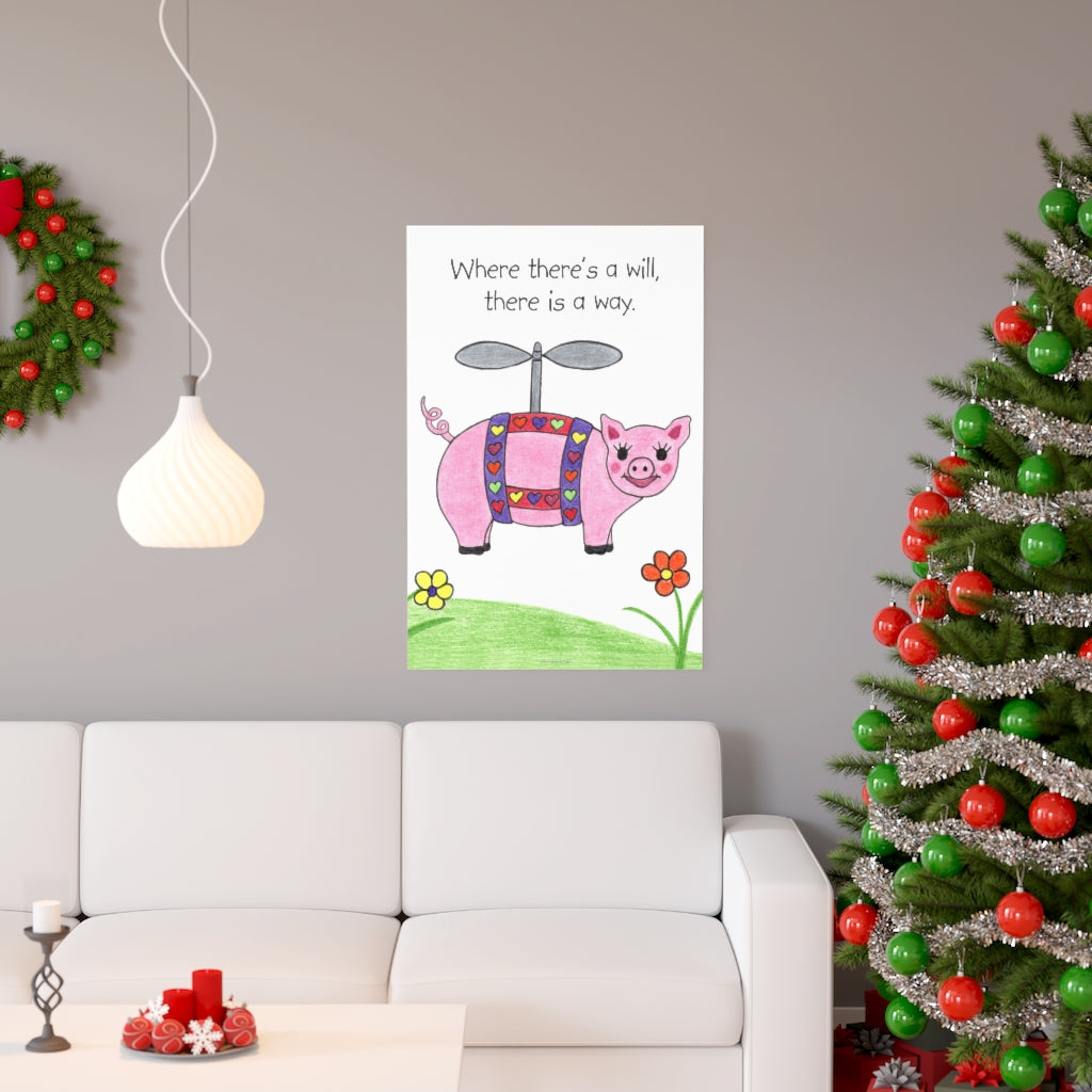 Penelope the Flying Pig Premium Matte Poster, Inspirational Posters, Posters for Kids Teens Adults